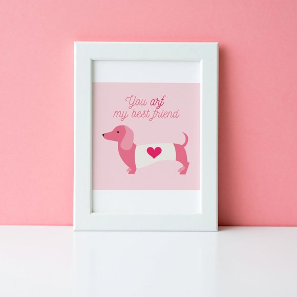 Galentine's Day or BFF Valentine's Day Gift, "You Arf My Best Friend" Wall Art - Picture 1 of 2